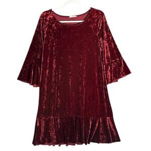 Love In Sz 3XL Dark Red Velvet Dress Knee Length Bell Sleeve Whimsygoth Romantic